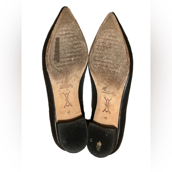 Carolinna Espinosa black perforated leather pointed toe ballet flat - Picture 6 of 7
